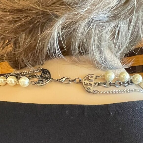 Vintage Inspired Long Pearl and Chain Necklace Elegant Layered Design 34" Length - Picture 5 of 10